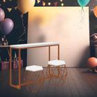 Kit Festa 1 Mesa Aparador Bistrô G Mavie 150cm com 2 Mesas P Luna Ferro Bronze MDF Branco - Ahazzo Móveis