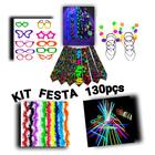 Kit festa 130pçs* 20 Óculos, 20 Tiaras, 20 Gravata, 20 Marabus 75cm, 50 Pulseira Neon led,Balada, aniversário de 15 anos