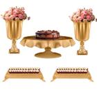 Kit Festa 2 Vasos 1 Boleira 2 Bandejas Baixas - Decoração De Mesa Para Festa