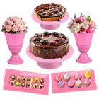 Kit Festa 6 Peças, Vaso + Boleira + Bandeja Decoração Doces