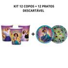 Kit Festa Aniversário Tema Filme Encanto Disney Animação 12 Pratos + 12 Copos Descartável Criança