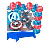 Kit festa Capitão America Decoração Painel + Toalha + Balão - Não informado