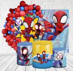 Kit Festa Casado Painéis + Capa Para Cilindros Spidey e Seus Amigos Espetaculares-IMPAKTO VISUAL