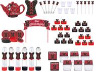 kit festa Chá de Lingerie (vermelho e Preto) 173 peças (20 pessoas)