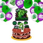Kit festa decoração Hulk Aniversário Topo + Vela 4 + Balão