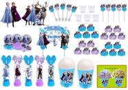 Kit festa decorado Frozen 2 (azul e lilás) 155 peças 20 pessoas