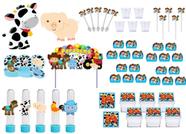 Kit festa Fazendinha menino (azul) 113 peças (10 pessoas) - Produto artesanal