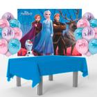 Kit festa Frozen Decoração Toalha Azul +25 Balao +Painel TNT - Piffer / Regina