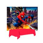 Kit festa Homem Aranha Decoração Painel GG +Toalha Vermelha - Piffer- kit