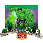 Kit festa Hulk Decora Painel TNT GG +Topo de bolo +6 Display
