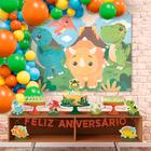 Kit Festa Infantil Dino Baby 39 Itens Painel + Faixa + Enfeites + Topo