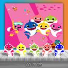 Kit Festa Infantil Painel + Displays Baby Shark Rosa - Gol Decor