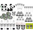 Kit Festa Infantil Panda Preto E Branco 265 Peças (30 pessoas)