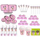 kit festa Minnie Baby rosa 160 peças (20 pessoas) - Produto artesanal