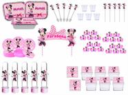 Kit Festa Minnie Rosa 191 peças (20 pessoas)