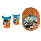 KIt Festa One Piece Decoração aniversá 16 pçs Copos + Pratos