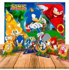 Kit Festa Sonic Decoração Painel Gigante + 6 Display de mesa