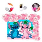 Kit Festa Stitch Rosa Decoração anive Painel +Balão+ Fita 5m