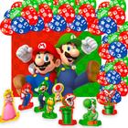 Kit festa Super Mario Decoração Painel +8 Display + 25 Balão