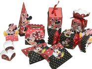 Kit Festa Tema Minnie 110 Itens Cor Vermelho/Preto - Lembrancinha e Decoração Personalizados