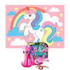 Kit festa Unicornio Decoração Painel GG +brinquedo unicornio