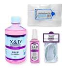 Kit Fibra De 2m + Algodão + 1 Prep 120ml + Prep de 500ml, X&d Para Higienizar E Proteger Unhas Bactericida Manicure Nail Designer Profissional