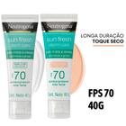 Kit Filtro Solar Com Cor Pele Clara e Sem Cor FPS 70 Antioleosidade Pele Oleosa Sunfresh Neutrogena 40g