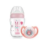 Kit Fisher Price Mamadeira 270 ml e Chupeta Soft Tam 2 com Case Esterilizador