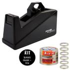 Kit Fita Adesiva + Suporte Grande Resistente Preto ideal para Lojas Comércio Escritório Home Office Embalagem Presentes