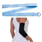 Kit Fita De Alongamento Yoga Pilates P/ Treino Com Cotoveleira Ortopedica Compressão Estabilizadora Elastica