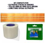 Kit Fita eletrica 20a 3 Pistas 2 metro + Conector eletrofita