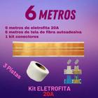 Kit Fita eletrica 20a 3 Pistas 6 metro + Conector eletrofita
