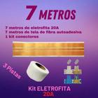 Kit Fita eletrica 20a 3 Pistas 7 metro + Conector eletrofita