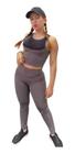 Kit Fitness Top Com Bojo E Legging Cintura Alta Conjunto K03