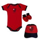 Kit Flamengo Bebê Body, Pantufa e Boné Torcida Baby