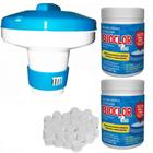 Kit Flutuador + 2 Potes Mini Pastilha Dicloro 2g para Piscina