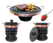 Kit Fondue 32cm + 2 Fondue 800ml Pedra Sabão Curado