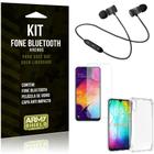 Kit Fone Bluetooth Hrebos Galaxy A50 + Capa Anti + Película Vidro - Armyshield