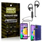 Kit Fone Bluetooth Hrebos HS188 LG K62 + Película 3D + Capa Anti Impacto - Armyshield