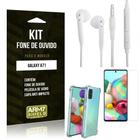 Kit Fone de Ouvido Galaxy A71 Fone + Capa Anti Impacto + Película Vidro - Armyshield