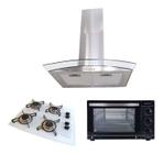 Kit Forno Inox Cooktop 4Q Branco Coifa Gourmet 60Cm Safanelli