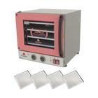 KIT - Forno Turbo Elétrico Fast Oven PRP-004 220V Rosa + 4 Assadeiras - Progás