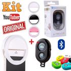 Kit Foto Luz Led Flash Ring Light Clip Anel Recarregável + Controle Disparador Bluetooth Celular Selfie