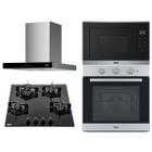 Kit franke coifa parede 60cm, cooktop glass gás 16069, forno elétrico 71l e forno microondas 220v