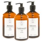 Kit Frascos Ambar 3Pçs Shampoo Condicionado Sabonete 500ml