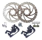 Kit Freio Disco Bike Mecânico Mtb Pinças Rotor 160mm Inviktus Pastilhas Tipo Shimano