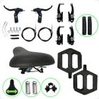 Kit Freio V-Brake Completo + Selim Bike Banco Molas + Pedal Plataforma Bicicleta