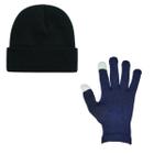Kit frio inverno touca gorro e par de luvas com touch p/cel