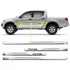 Kit Friso Lateral Personalizado Modelo Slim Inferior Cor Cromado L200 Triton 2008 a 2020 4 Portas