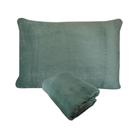 Kit Fronha e Lençol com Elástico Cama Júnior Plush Microfibra Fleece Verde Arrumadinho Enxovais